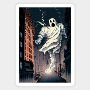 Giant ghost attacking the city Sticker